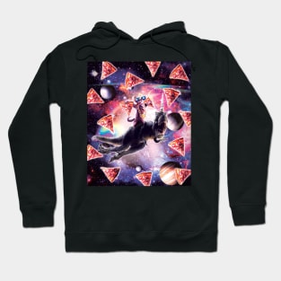 Thug Space Cat On Dinosaur Unicorn - Pizza Hoodie